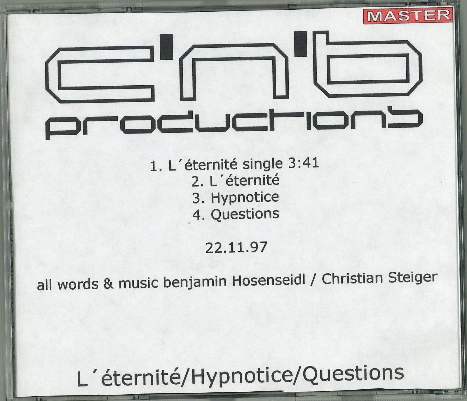 Cover von L'Éternité, Hypnotice & Questions