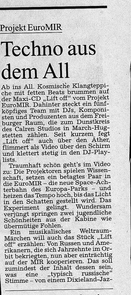 Zeitungsausschnitt, erste spalte